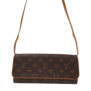 Louis Vuitton Monogram Leather Brown Pochette Twin Shoulder Bag